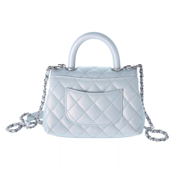 Chanel Coco Handle Bag Quilted Caviar Extra Mini Iridescent Blue Rainbow HW - Picture 7 of 9